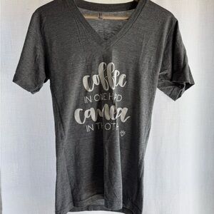 Gray V-Neck Graphic Tee